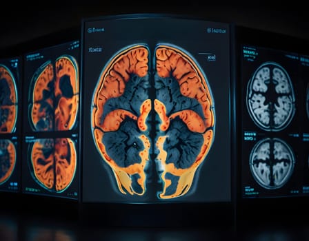 Abstract view of the brain MRi scan Xray