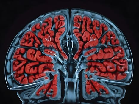 Abstract view of the brain MRi scan Xray