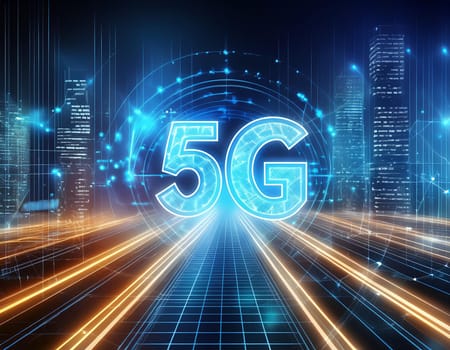 5G wireless network, high speed internet, cloud computing or connect diagram technology