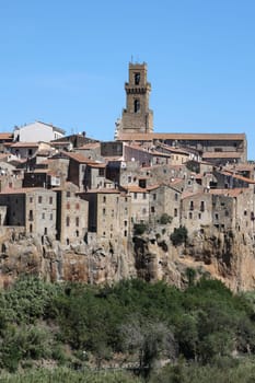 Pitigliano - the picturesque medieval town founded in Etruscan time on the tuff hill in Tuscany, Italy.