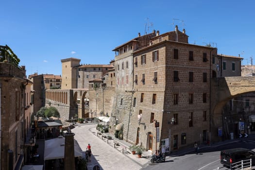 Pitigliano, Italy - September 13, 2022: the picturesque medieval town founded in Etruscan time on the tuff hill in Tuscany, Italy.