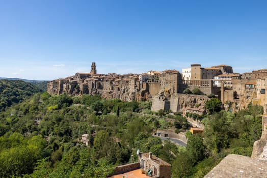 Pitigliano - the picturesque medieval town founded in Etruscan time on the tuff hill in Tuscany, Italy.