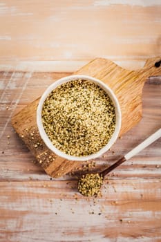 Shelled hemp seeds as superfoods , supplement for eat with fiber and omega 3