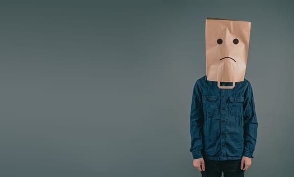 Sad face, depression, frustration and negativity, mental health concept, hopeless and stressed mind, melancholy and grief
