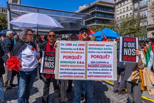 Porto, Portugal: May 1, 2024: Celebration and Protest of the May 1in Portugal, Labour Day, in Porto, Portugal