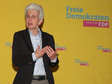 deutsche FDP Politikerin Marie-Agnes Strack-Zimmermann bei einer Wahlkampf Veranstaltung am 21.05.2024 in Magdeburg