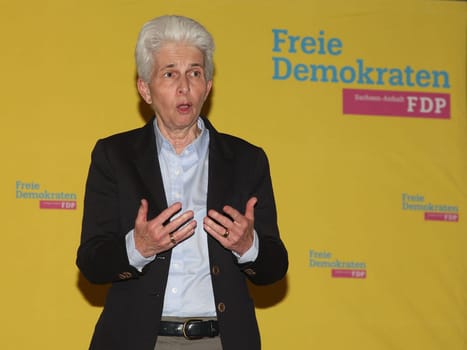 deutsche FDP Politikerin Marie-Agnes Strack-Zimmermann bei einer Wahlkampf Veranstaltung am 21.05.2024 in Magdeburg