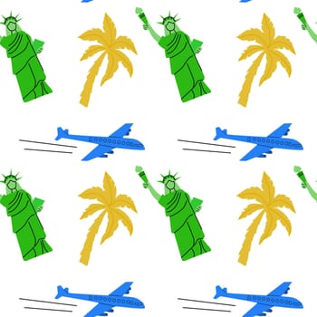 Travel destinations summer seamless pattern. Can used for textile, cover design, posters. Modern flat style.
