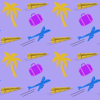 Travel destinations summer seamless pattern. Can used for textile, cover design, posters. Modern flat style.
