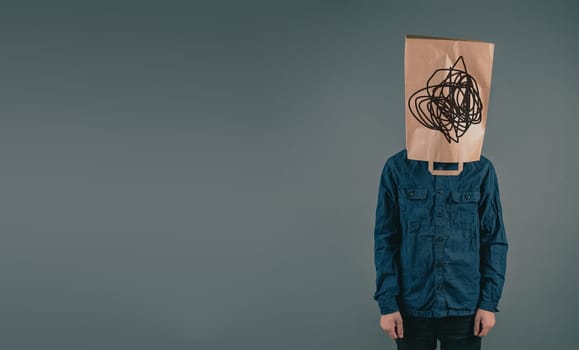 Confused teenager, depression, trauma, loneliness and mental health, stressed and hopeless student, young man feels emotional discomfort, social issue