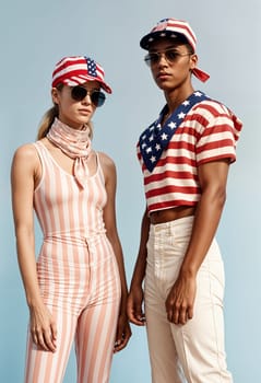 AI generated of two people in patriotic clothing standing next to each other