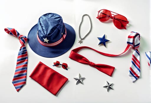AI generated of american flag and patriotic accessories laid out on a table