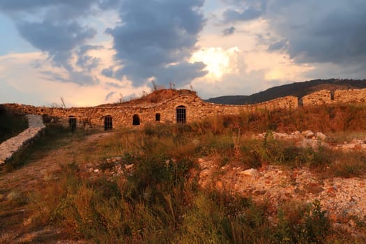 One of the outer walls of the Prizren Fortress at golden hour, Prizren, Kosovo 2022