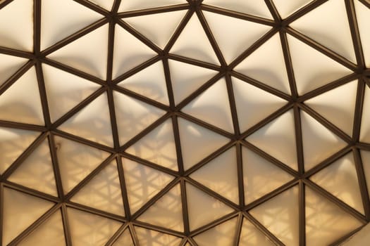Close look from inside onto the geometric pattern of one of the domes, cupolas of the National University Library of Kosovo, Prishtina, Pristina, Kosovo, 25th of July 2022