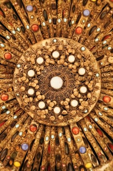 Elaborate traditional silver ornament, design element inside the National University Library of Kosovo, Prishtina, Pristina, Kosovo, 25th of July 2022