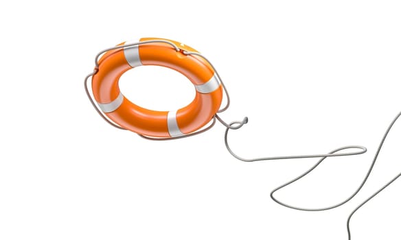 orange lifebuoy rope  safety  rescue isolated white background