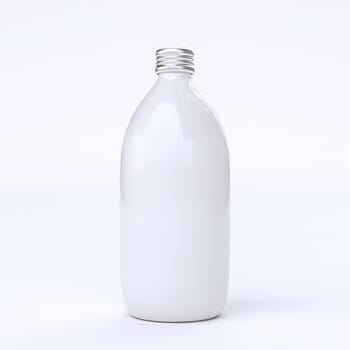 empty white milk bottle  metal cap bright background