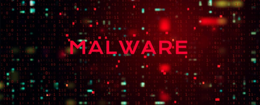 Digital Binary Code on Dark Red. Data Breach Concept