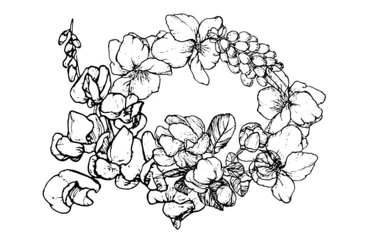 Floral wreath. Flower arrangement vector