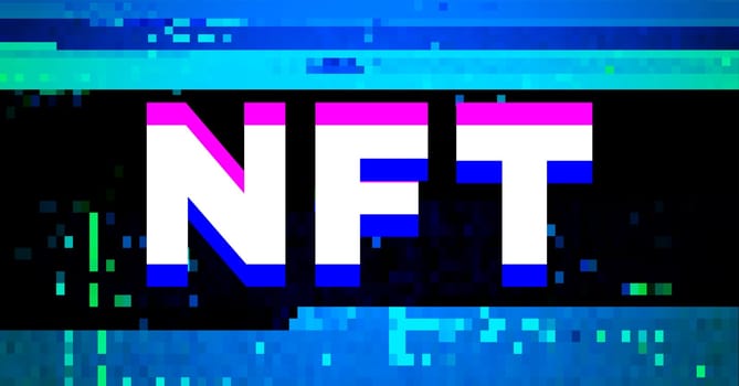 Non-fungible token NFT vector on dark background