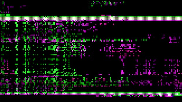 Cyberspace glitch pattern on dark