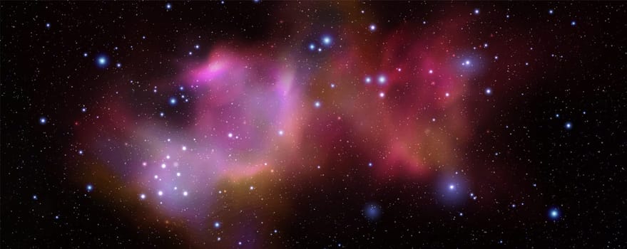 Space vector background with realistic nebula and shining stars. Magic colorful galaxy