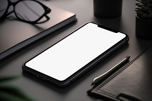 Smartphone mockup image - white mobile phone with blank space on screen