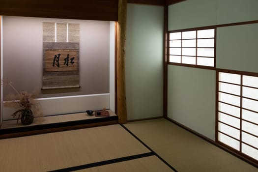 Reconstruction of a Japanese traditional tea room interior - minimal design, nobody