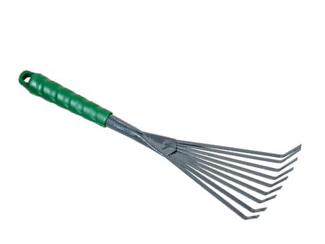 Closeup of an isolated wire-tooth rake