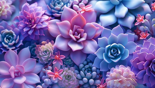 Abstract floral backdrop of purple flowers over pastel colors with soft style for spring or summer time. Banner background top view pastel flowers beauty
