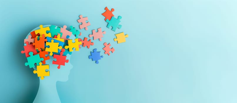 ADHD, attention deficit hyperactivity disorder, mental health, head of a child with colorful jigsaw or puzzle pieces