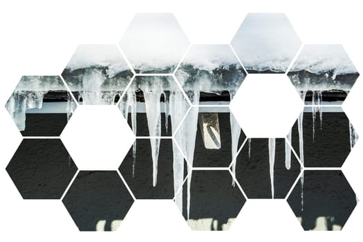 Digital Illustration Icicles on a Roof Top Background