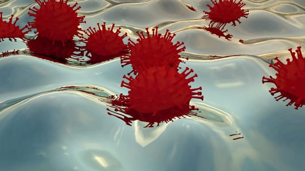 3D Rendering Corona Virus Covid-19 Pandemic Waves