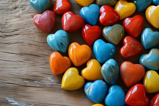 close up background of colorful hearts. Neural network generated image. Not based on any actual person or scene.