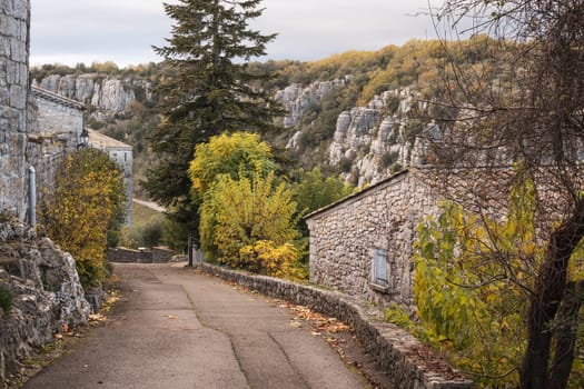 In the medieval village of Balazuc over Ardèche river. Photography taken in Auvergne-Rhône-Alpes, France
