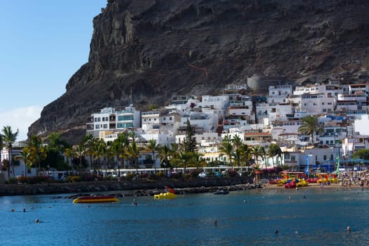 CRAN CANARIA, PUERTO DE MOGAN- NOVEMBER 15, 2019: Cran Canaria, Puerto de Mogan, Spain - November 15, 2019: Puerto de Mogan town on the coast of Gran Canaria island, Spain