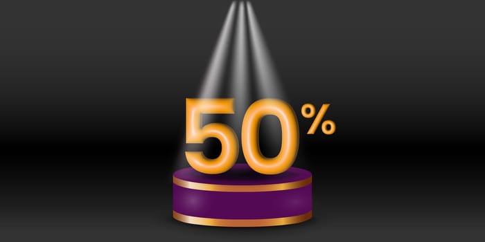 Product price discount on podium display color with white spotlights on a black background. Modern studio, wall scene fashion, stage podium scene with for Award Ceremony. 3D rendering.
