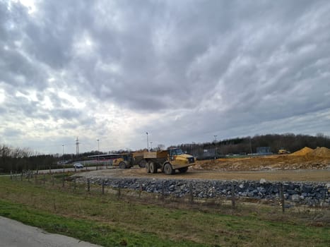 WÜLFRAHT NRW, GERMANY - FEBRUARY  23, 2021: Wülfrath Nrw, Germany - February 23, 2021: Caterpillar 793C Haul Truck, one of the biggest machineries for the mining industry