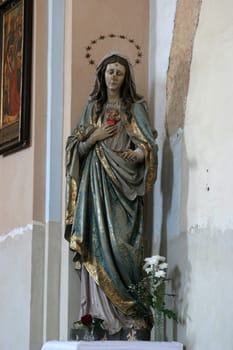 Immaculate Heart of Mary, statue in the Church of St. Mary Magdalene in Cazma, Croatia