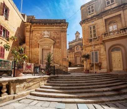 Quaint Chapel of Our Lady of Damascus nestled in historic Birgu with classic Maltese architecture and religious charm. Cultural heritage of Malta