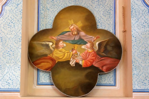 God the Father, fresco in the parish church of Our Lady of the Snow in Dubovac, Karlovac, Croatia