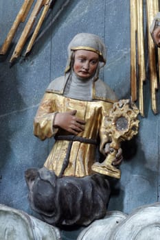 Statue of Saint on the altar of Fourteen holy helpers in the church of St. Catherine of Alexandria in Krapina, Croatia