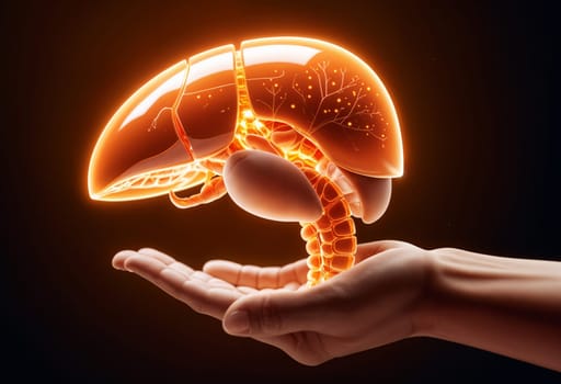 AI generated of the liver is shown in the hand of a person
