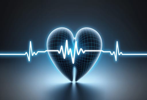 AI generated of heartbeat line and a liver with a blue background