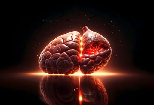 AI generated of the liver is shown in a dark room with a glowing light