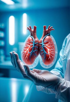 AI generated of a doctor holding a model of a human heart