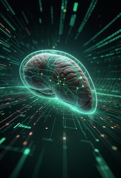 AI generated of the brain is shown in a futuristic background