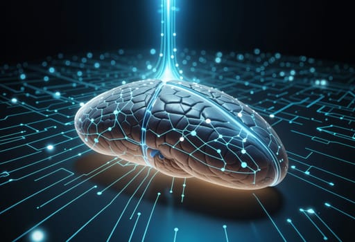 AI generated of the brain is surrounded by a network of lines