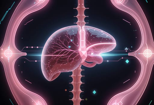 AI generated of the human liver is shown in a futuristic design
