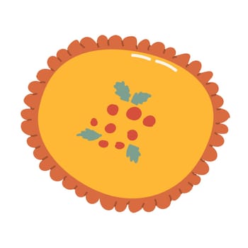 Autumn fall thanksgiving pastry bake vector illustration. Fall harvest festival pie with pumkin and berry. Can used for greeting card, poster, banner, cover template.